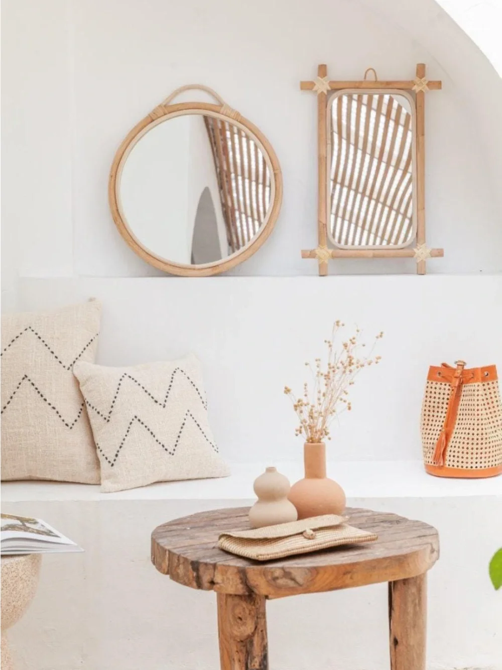 Rattan bamboo Wall Mirror